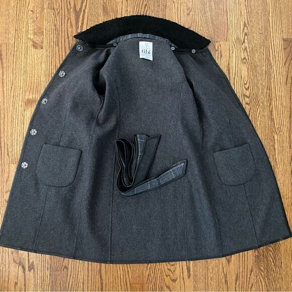 Like New TIBI reversible gray plaid waist tie jacket / coat 6 - Picture 4 of 8